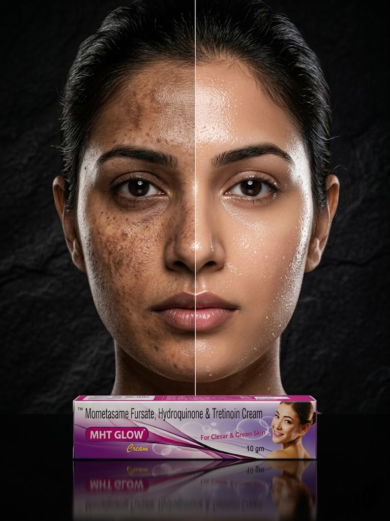 Skin transformation showing reduction in acne marks after using MHT Glow Cream